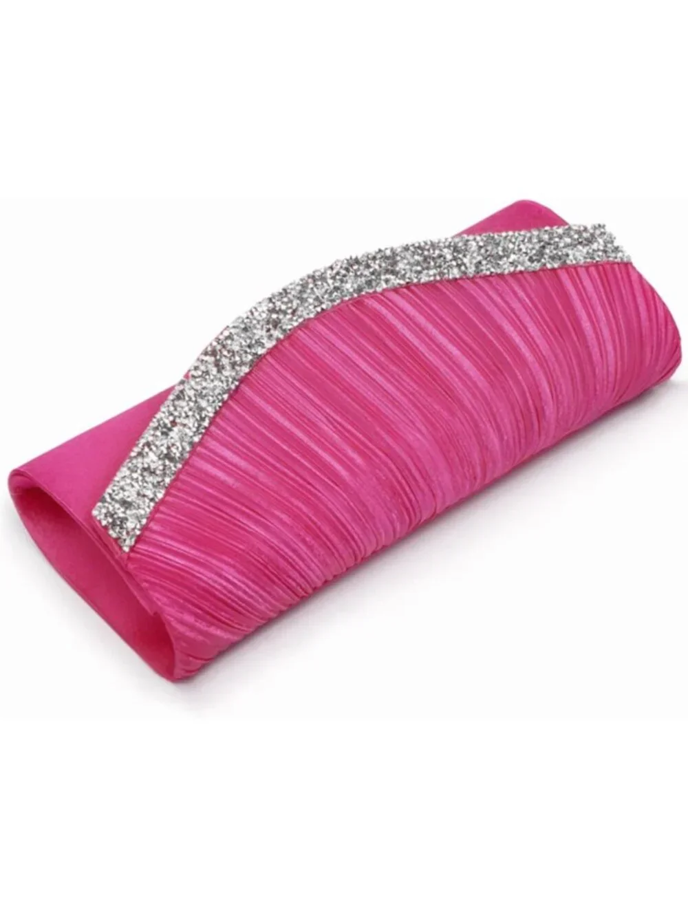 Women's Fuchsia Rhinestone Evening Clutch Purse Formal Hand Bag Prom Party Bag